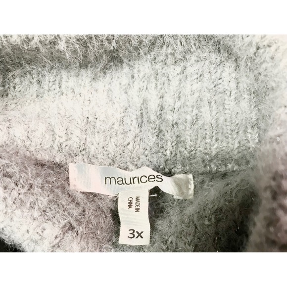 Maurices Gray Metallic Pearl Rhinestone Mock Neck Oversized Sweater Womens 3X - Picture 5 of 6